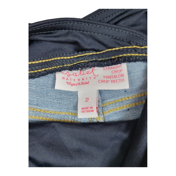NEW Isabel maternity High Rise Over Belly Cropped Distressed Straight Jeans Sz 2 - Picture 10 of 11